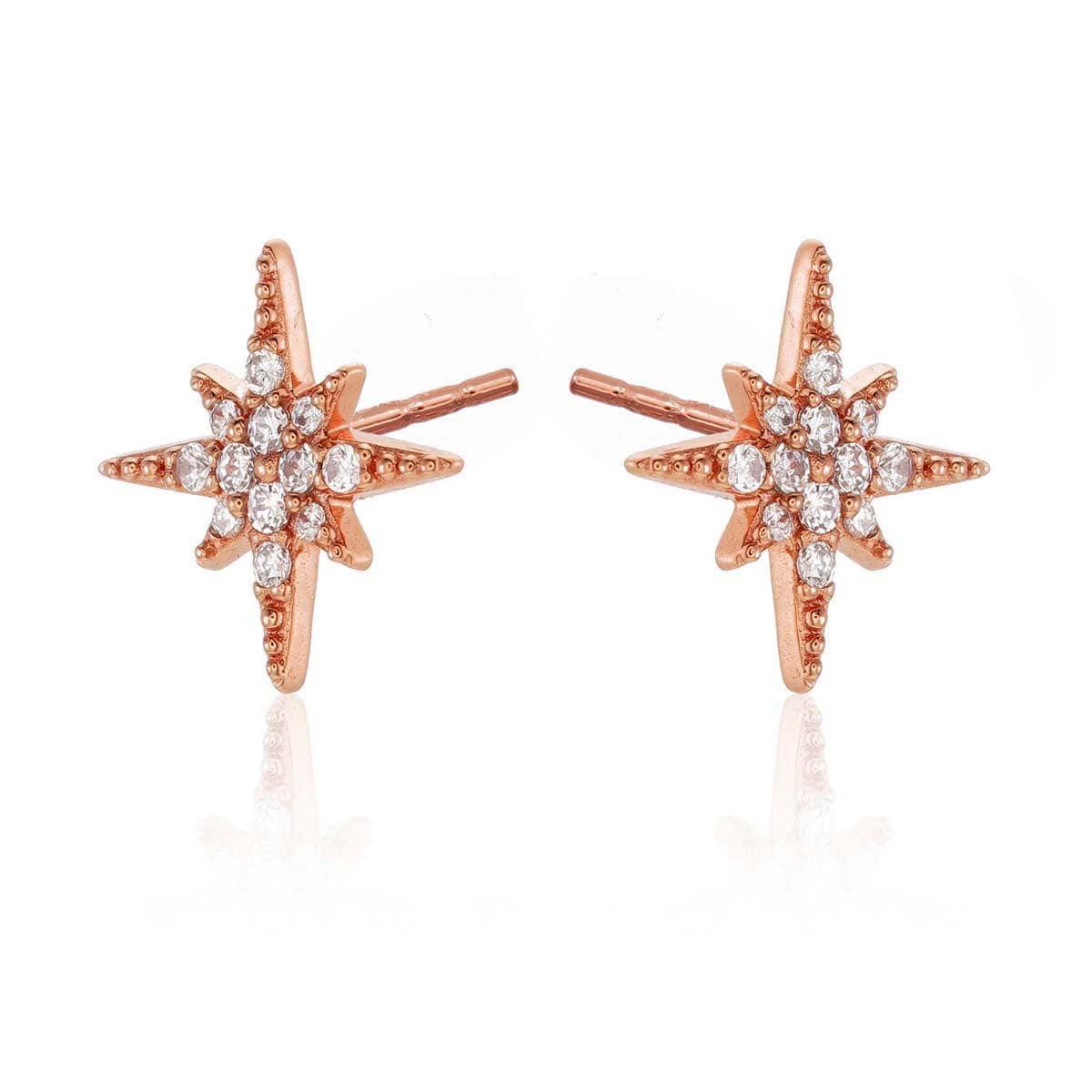 Rose Gold North Star Stud Earrings for Women - namana.london