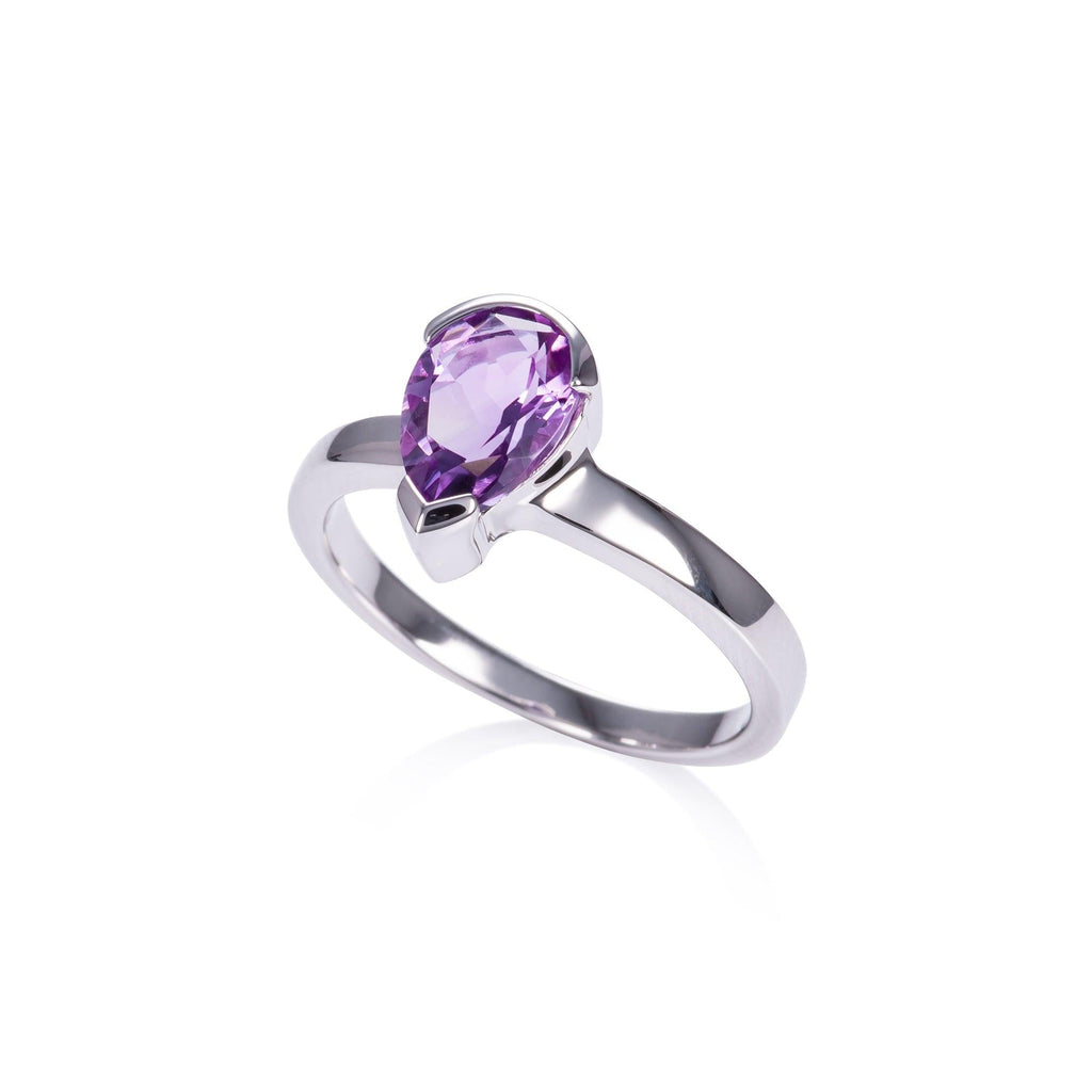 Pear Shaped Amethyst Ring for Women in 925 Sterling Silver - namana.london