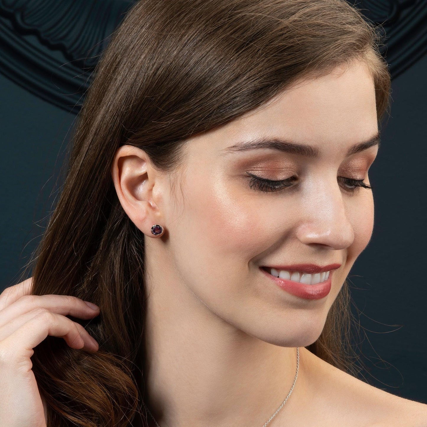 925 Sterling Silver Round Stud Earrings with Amethyst Gemstones - namana.london