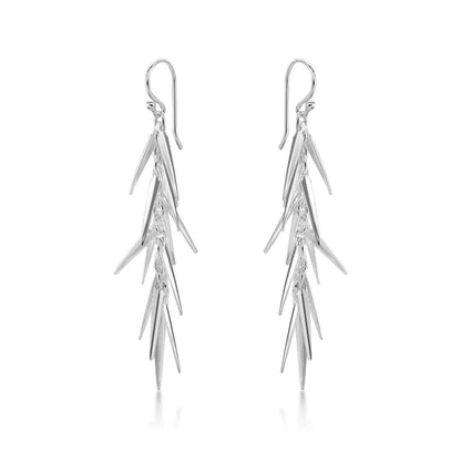 925 Sterling Silver Long Pine Dangle Earrings for Women - namana.london