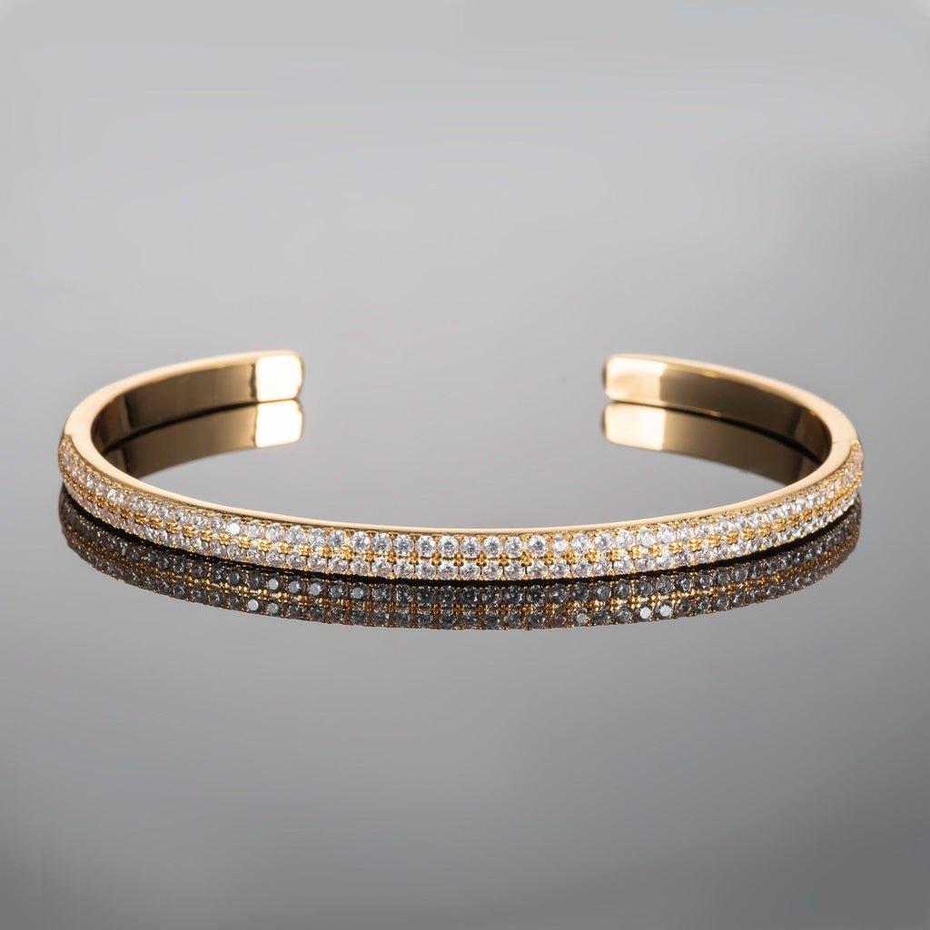 Gold Bangle Bracelet for Women with Cubic Zirconia