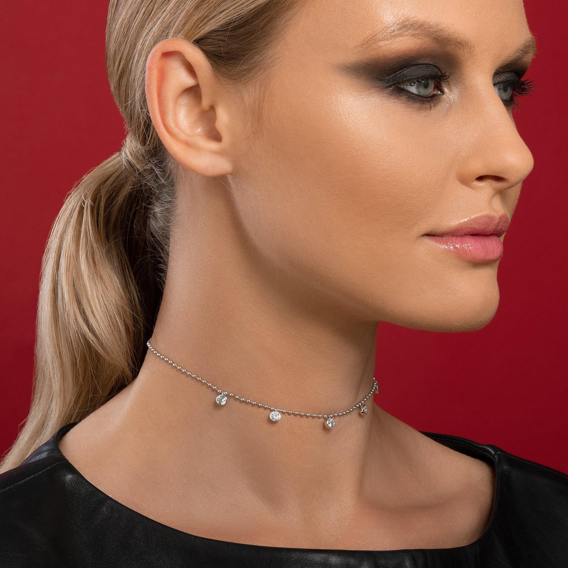 Beaded Choker Necklace for Women with Round Stones - namana.london