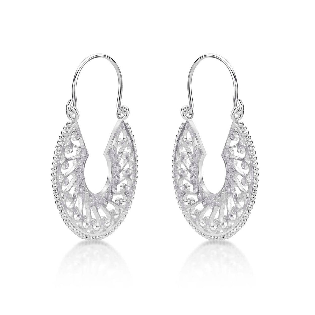 925 Sterling Silver Large Ethnic Tribal Hoop Earrings for Women - namana.london