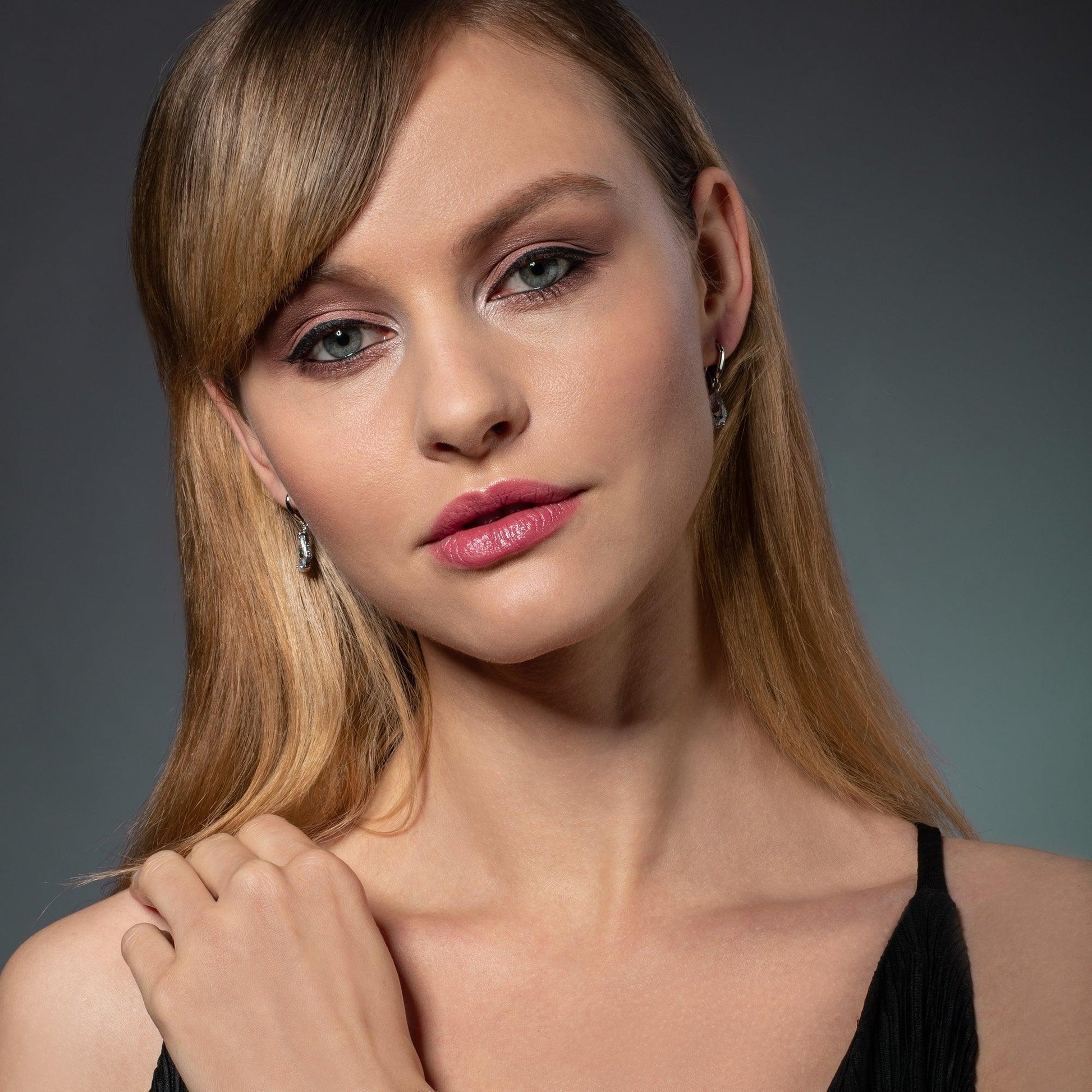 Pear Drop Earrings with White Cubic Zirconia - namana.london