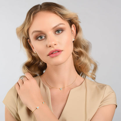 Gold Triangle Opal Pendant Necklace - namana.london