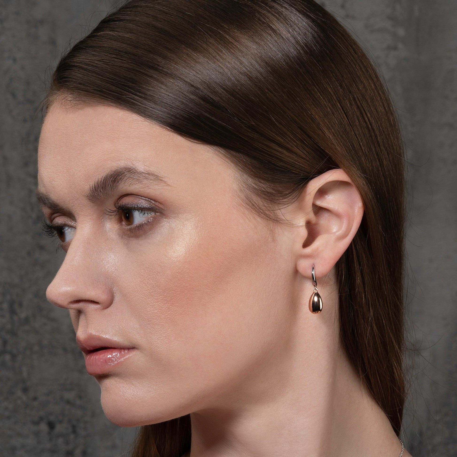 Silver and Rose Gold Two Tone Teardrop Earrings - namana.london