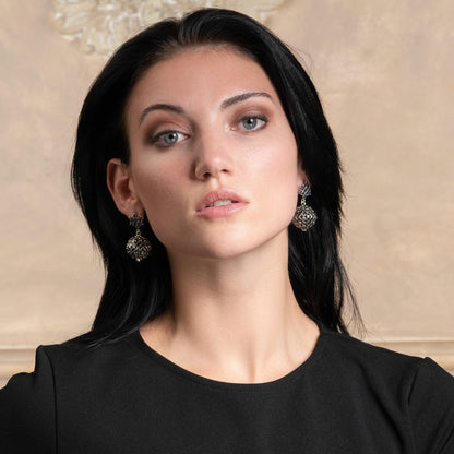 Sterling Silver Oxidized Ball Earrings For Women - namana.london