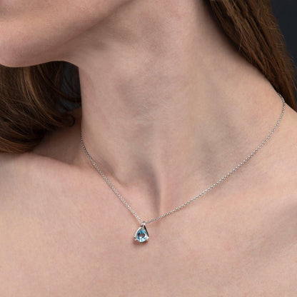 925 Sterling Silver Blue Topaz Gemstone Pendant Necklace - namana.london