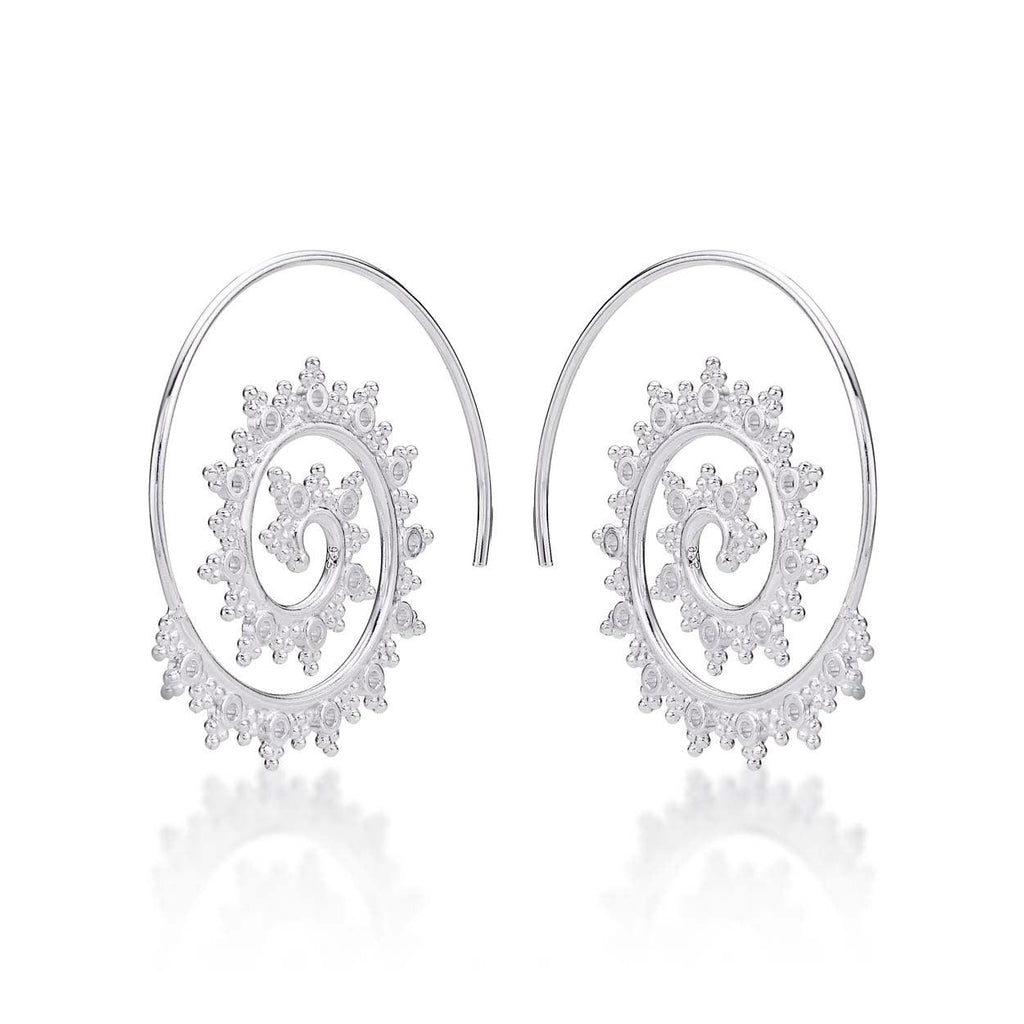 925 Sterling Silver Ethnic Spiral Pull Through Earrings for Women - namana.london
