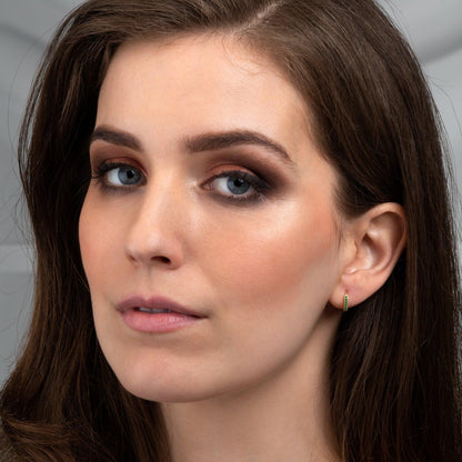 Gold Plated Mini Green Hoop Earrings for Women - namana.london