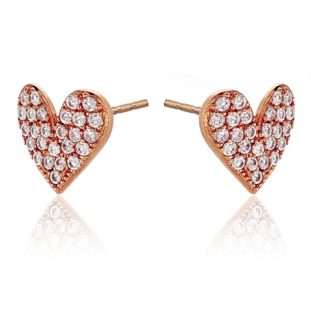 Rose Gold Heart Stud Earrings for Women