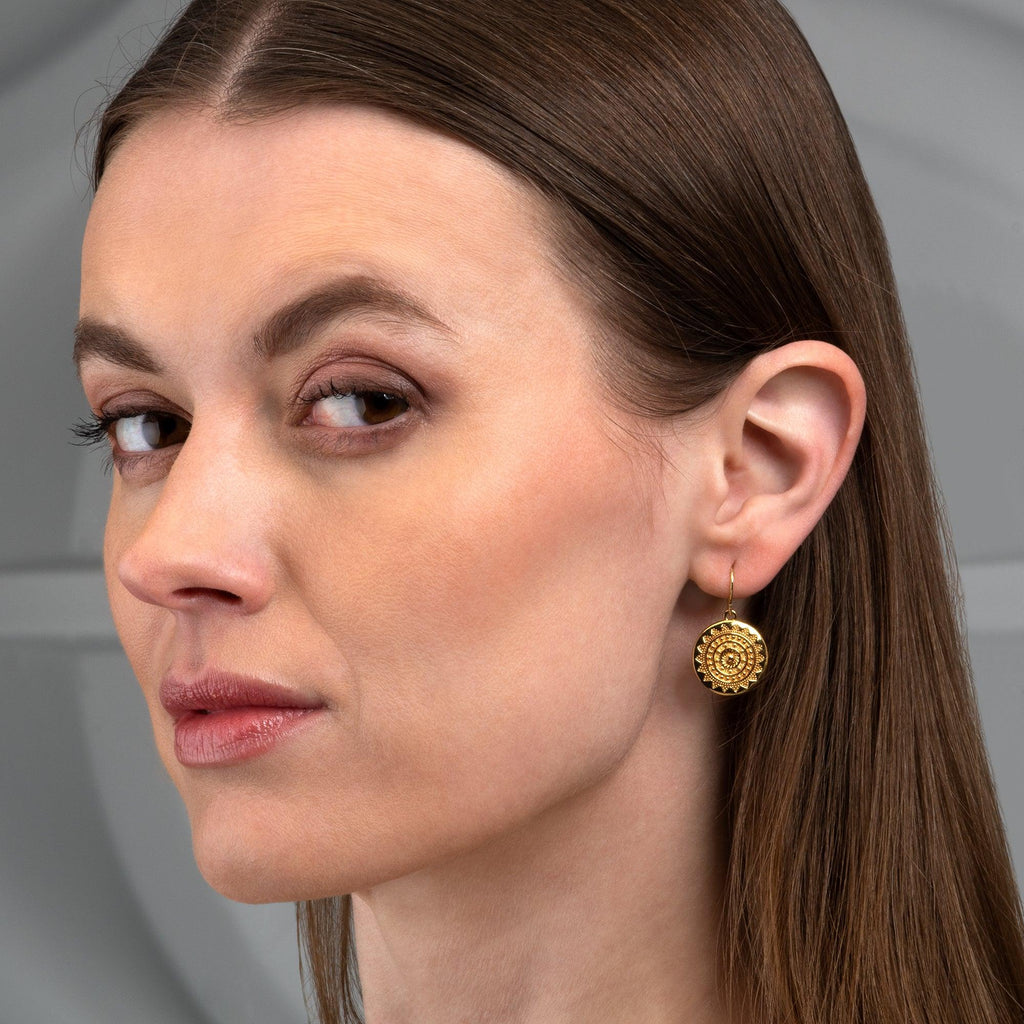 Gold Plated Mandala Dangle Earrings for Women