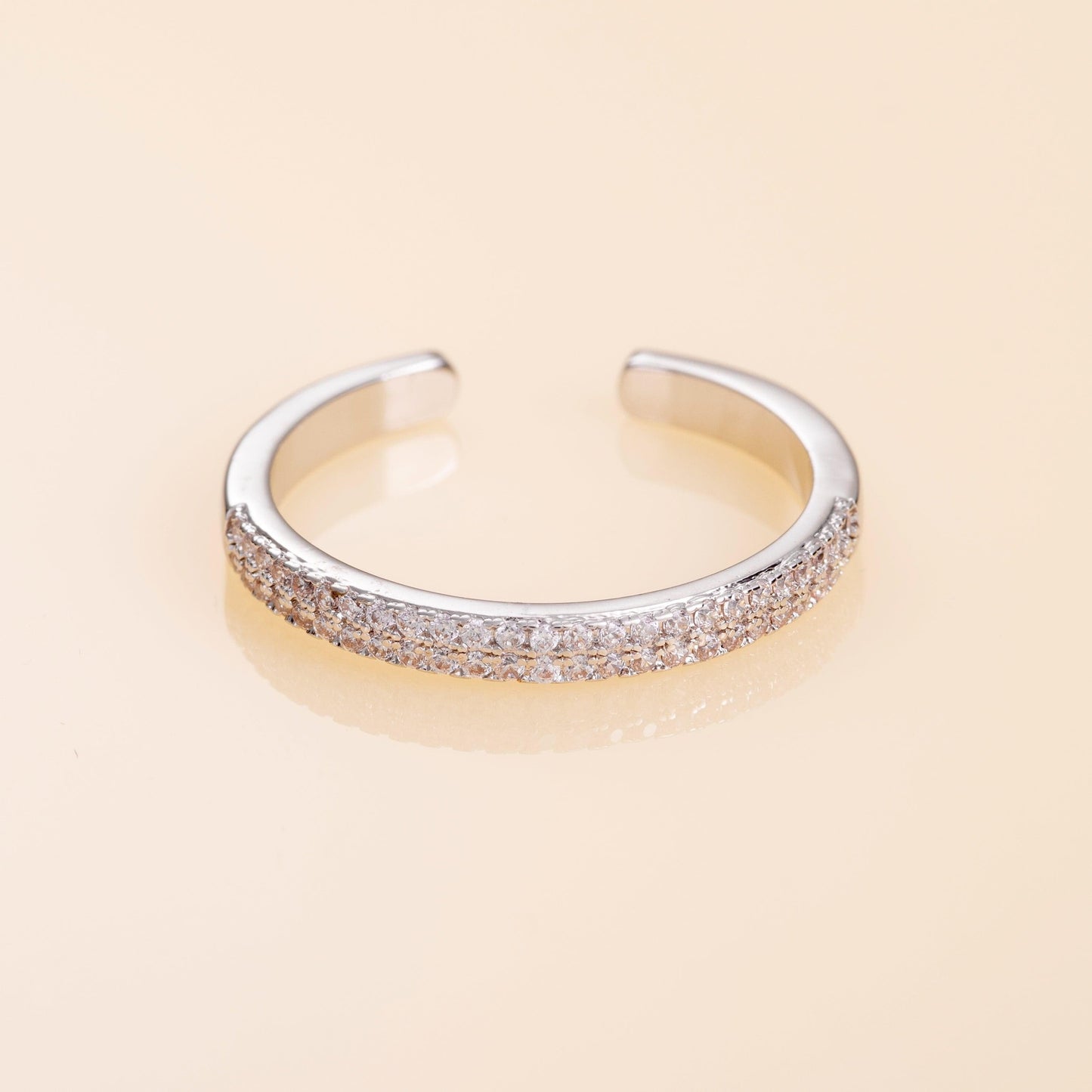 Adjustable Band Ring for Women with Cubic Zirconia Stones - namana.london