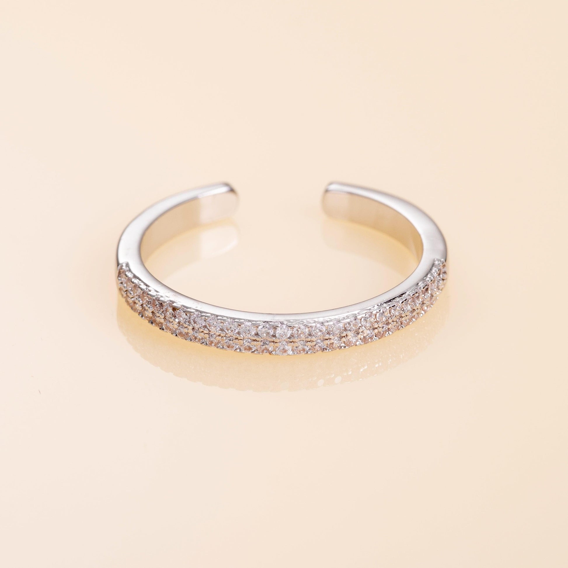 Adjustable Band Ring for Women with Cubic Zirconia Stones - namana.london