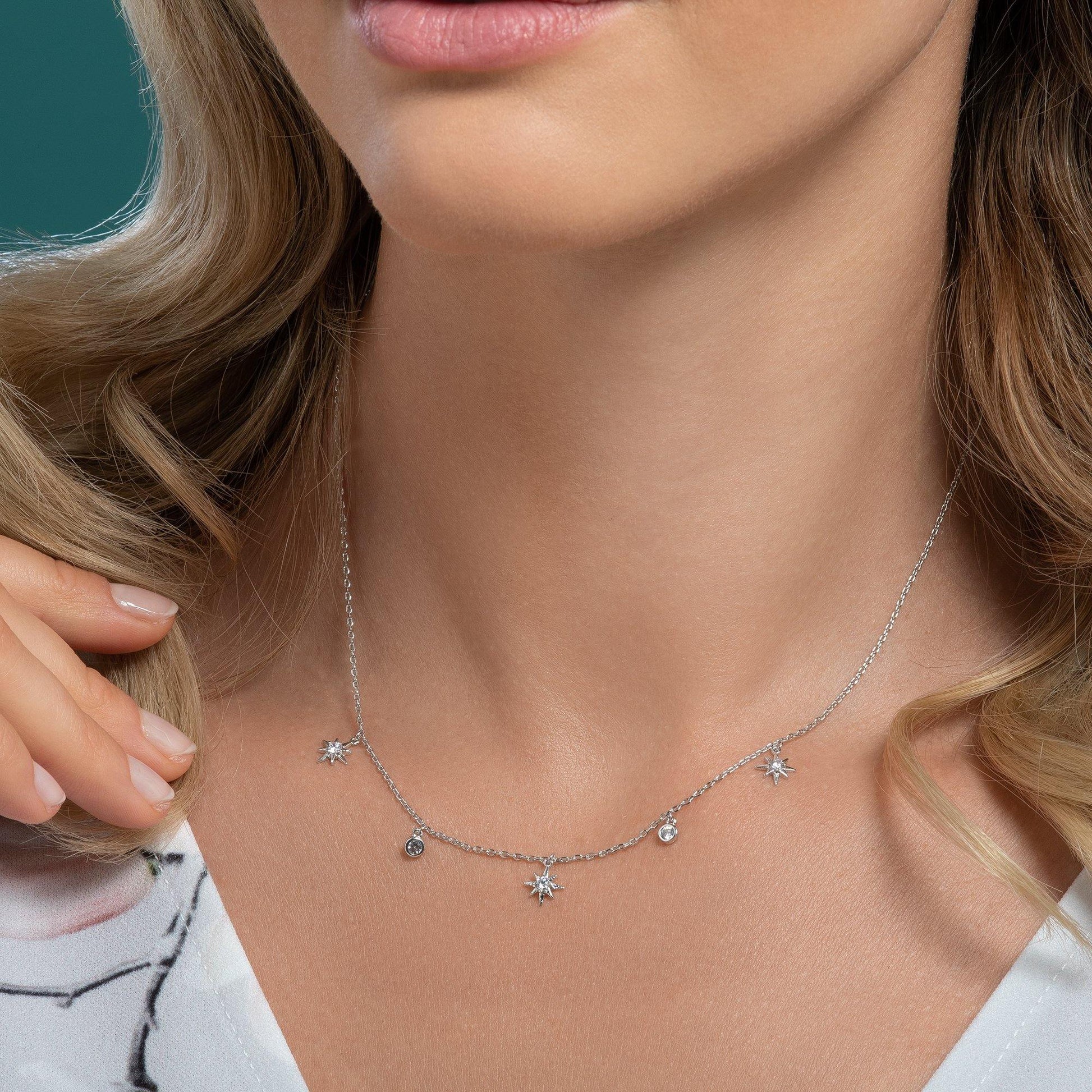 Collar Necklace with North Star Charms - namana.london