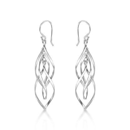925 Sterling Silver Long Spiral Dangling Earrings for Women - namana.london