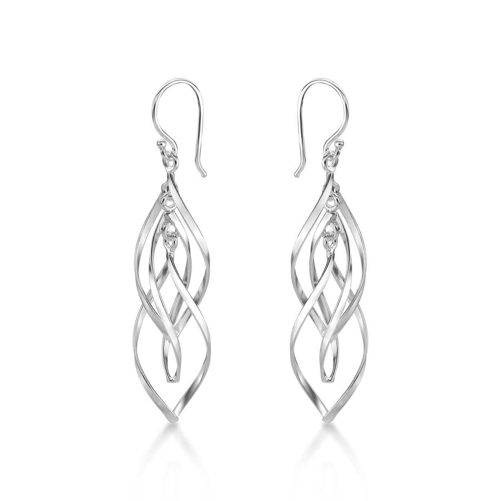 925 Sterling Silver Long Spiral Dangling Earrings for Women - namana.london