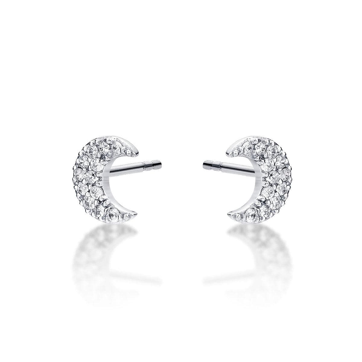 925 Sterling Silver Half Moon Stud Earrings for Women - namana.london