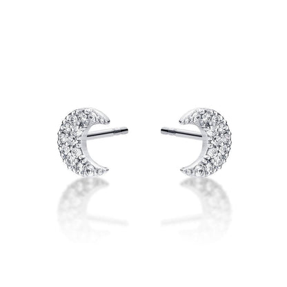 925 Sterling Silver Half Moon Stud Earrings for Women - namana.london