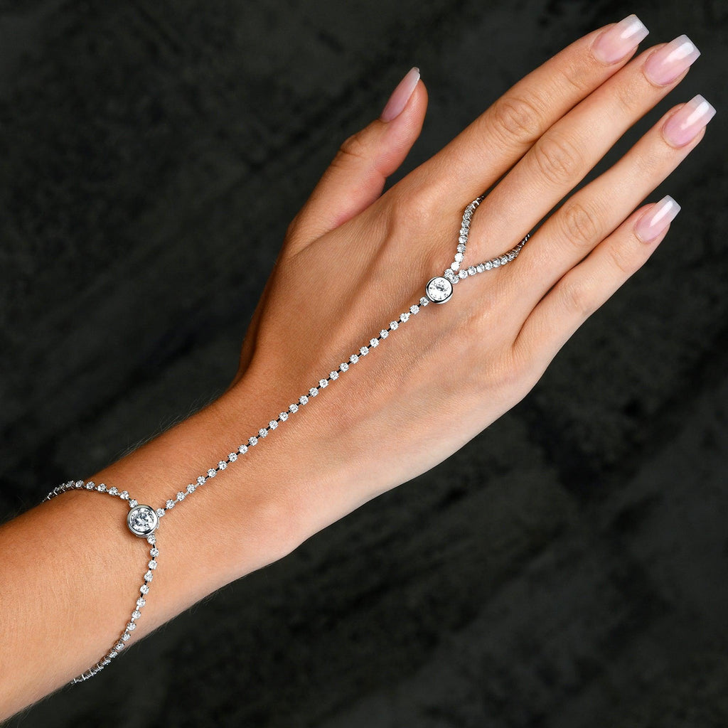 Diamante Hand and Ring Slave Bracelet for Women - namana.london