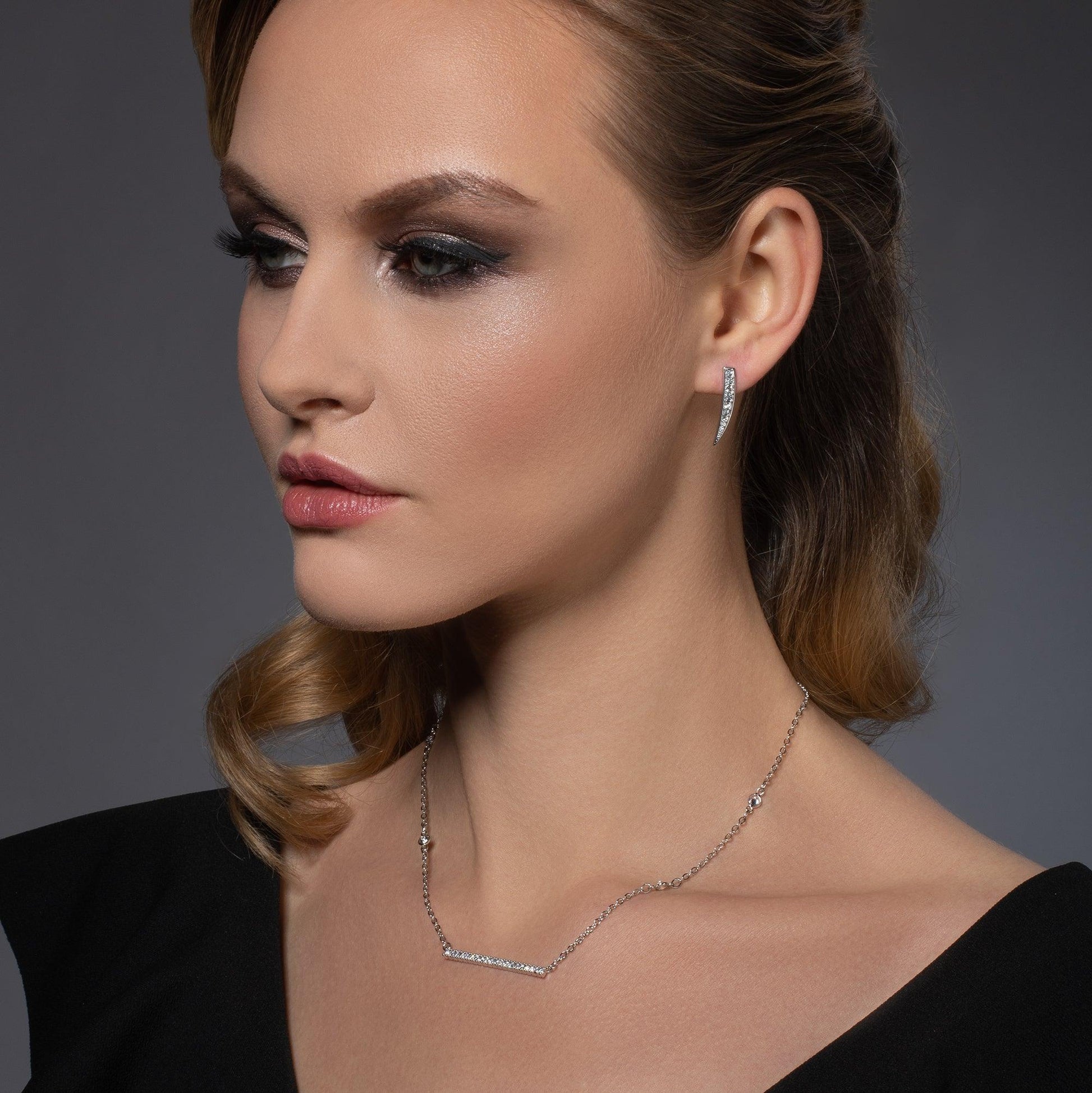 Spear Earrings with Cubic Zirconia - namana.london