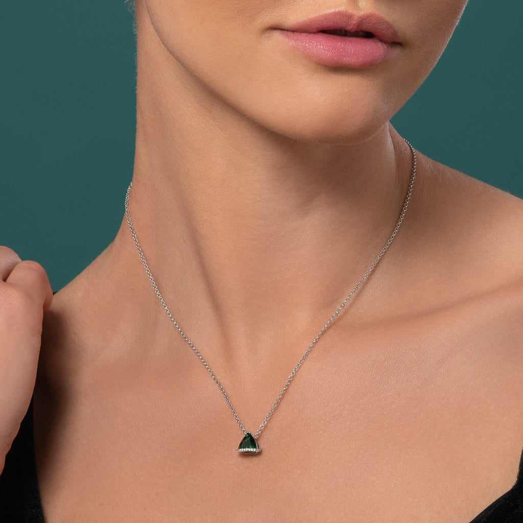 Triangle Green Pendant Necklace for Women - namana.london