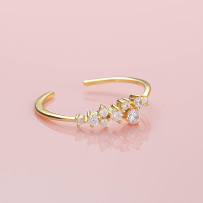 Adjustable Gold Plated Silver Ring for Women with Cubic Zirconia Stones - namana.london