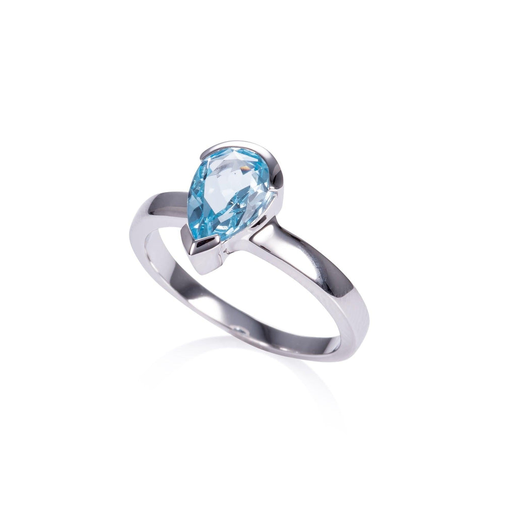 Pear Shaped Blue Topaz Ring for Women in 925 Sterling Silver - namana.london