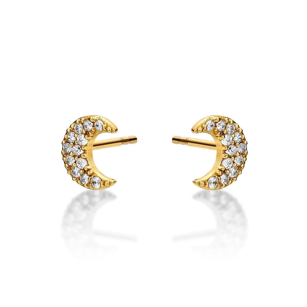 Gold Plated Moon Crescent Stud Earrings for Women - namana.london