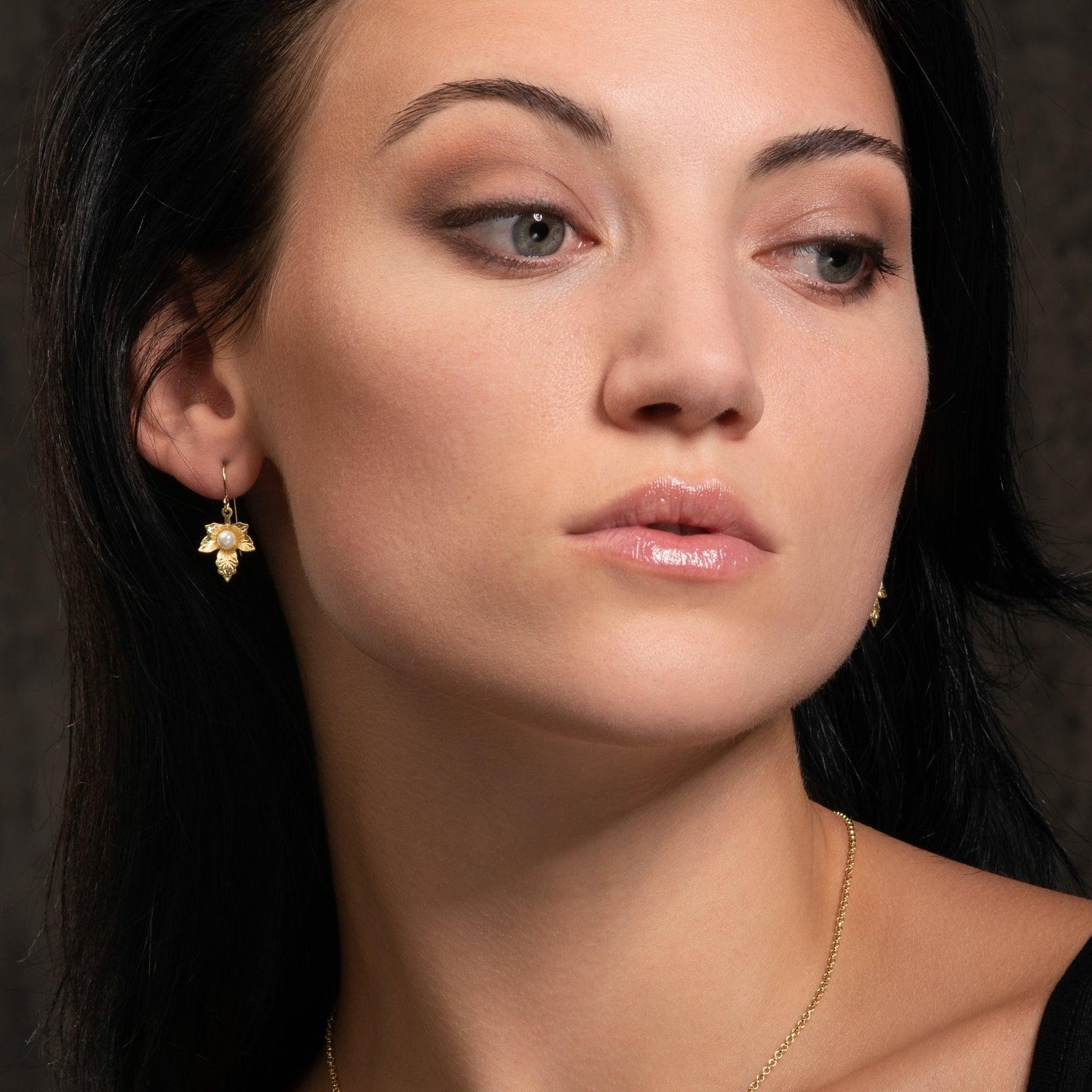 Cute Gold Leaf Pearl Drop Earrings for Women - namana.london