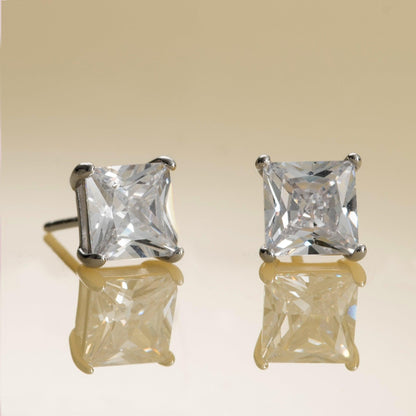 Square Stud Earrings for Men with Cubic Zirconia Stone - namana.london