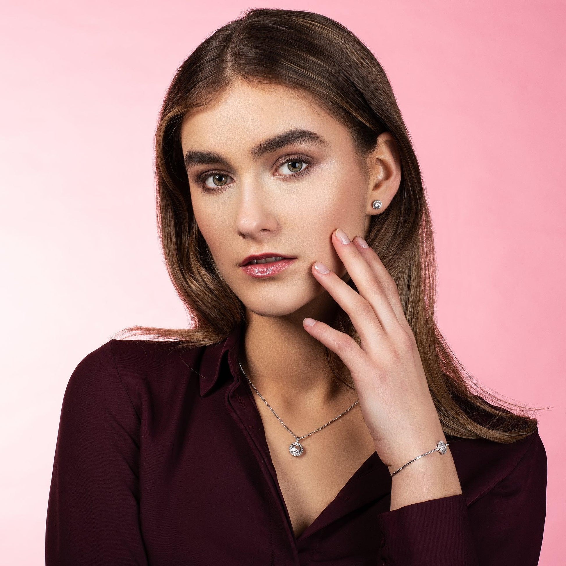 Halo Drop Pendant Necklace with Swarovski Crystals - namana.london