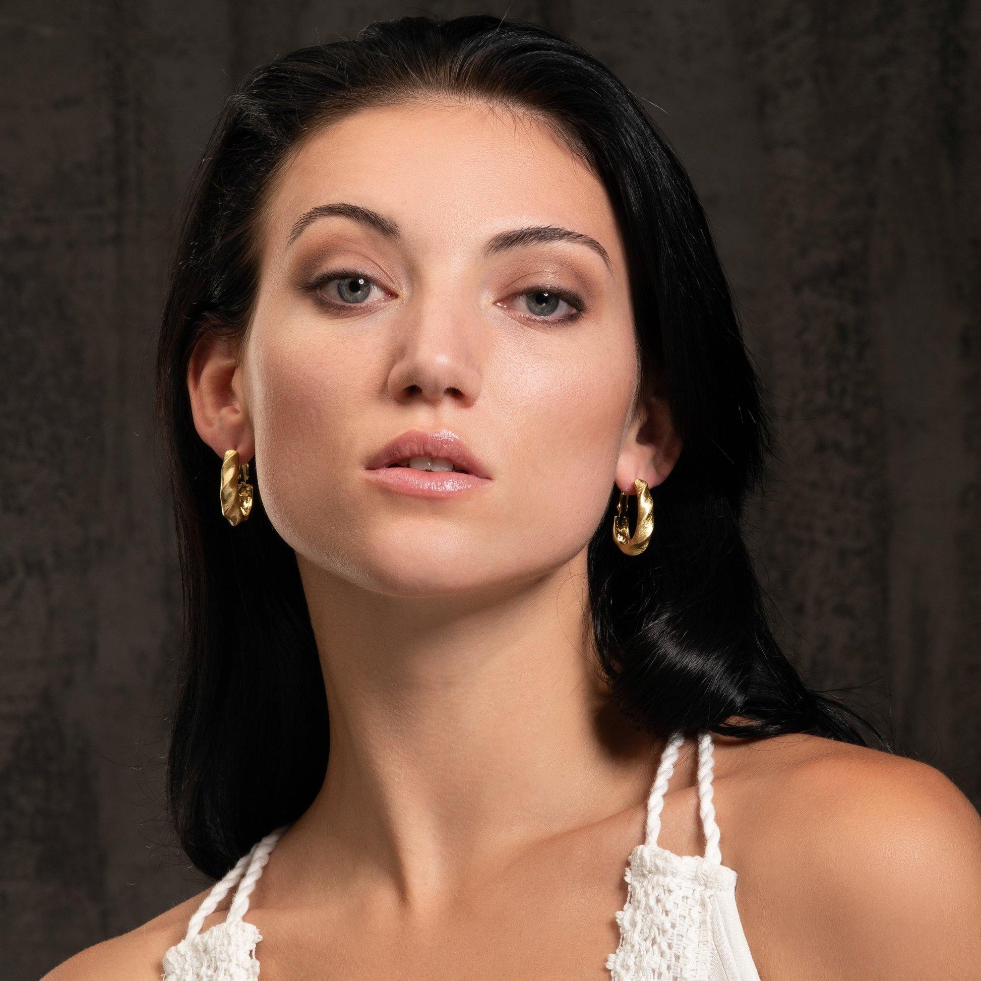Gold Plated Large Twisted Hoop Earrings for Women - namana.london