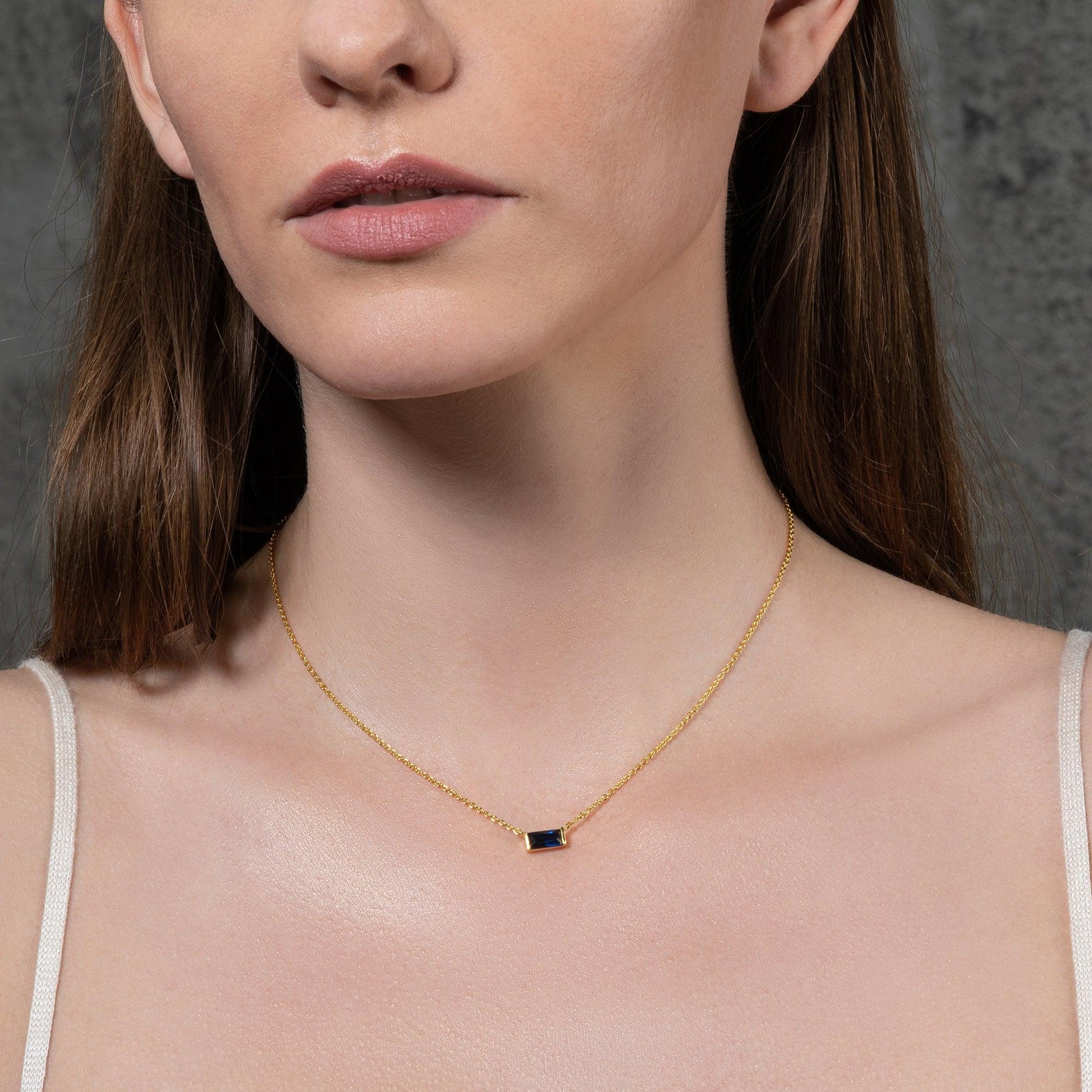 Dainty Blue Necklace in Gold Plated - namana.london