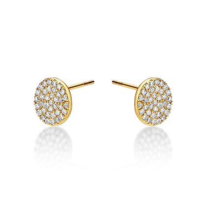 Gold Plated Round Disc Stud Earrings for Women - namana.london