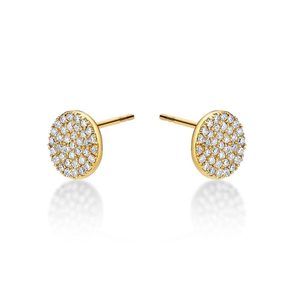 Gold Plated Round Disc Stud Earrings for Women