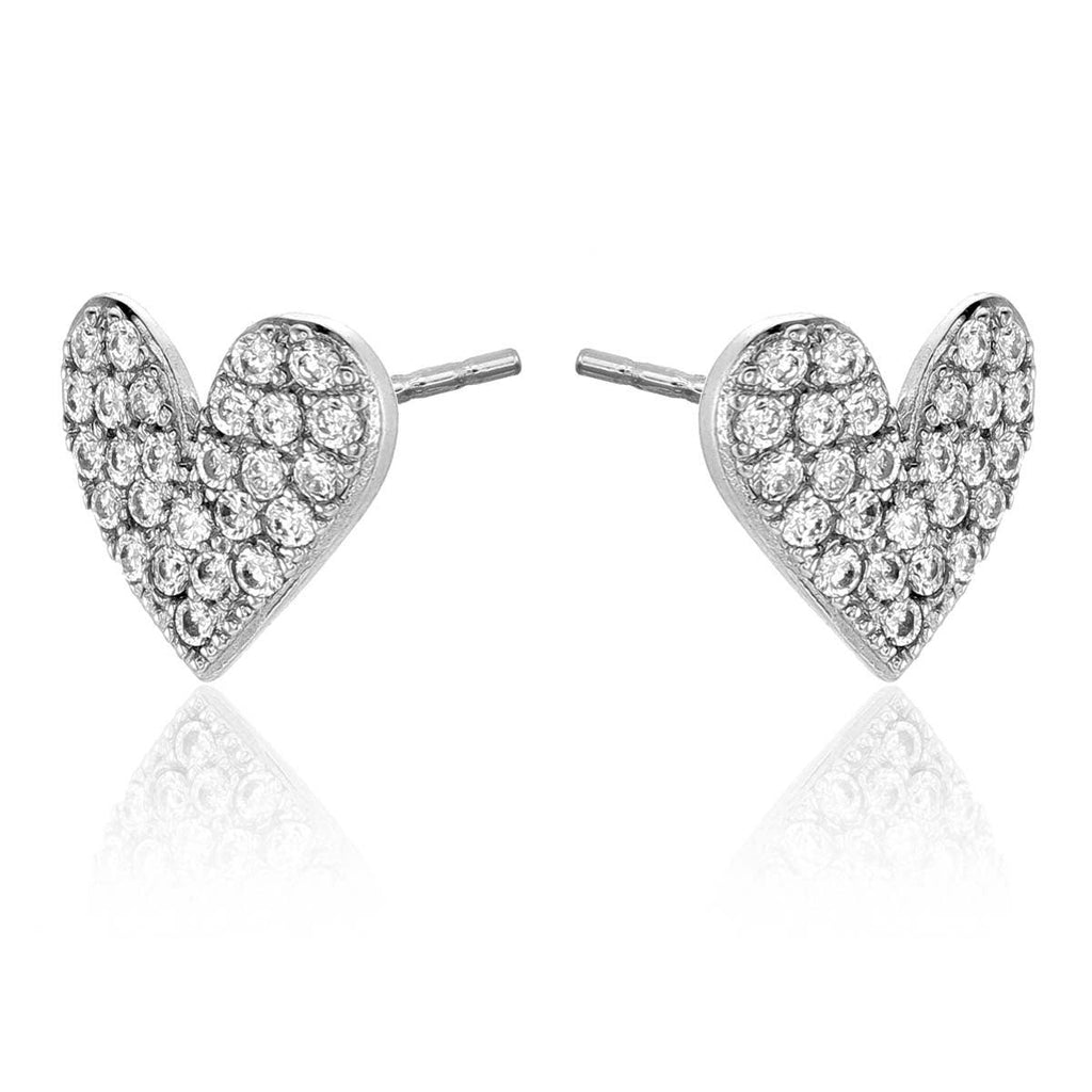 925 Sterling Silver Heart Stud Earrings for Women