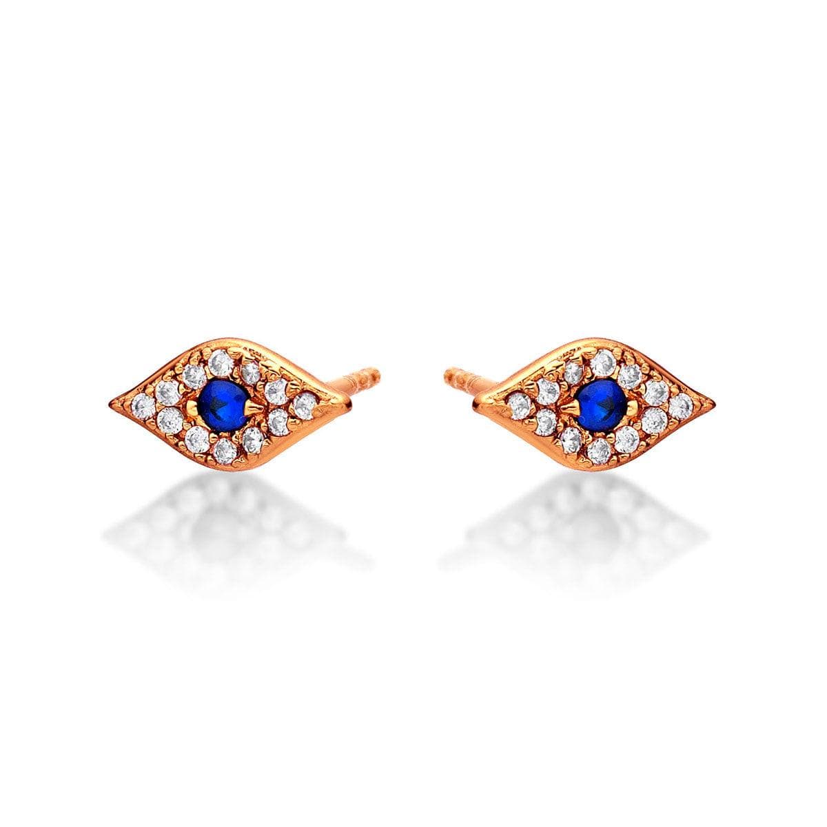 Rose Gold Evil Eye Stud Earrings for Women - namana.london