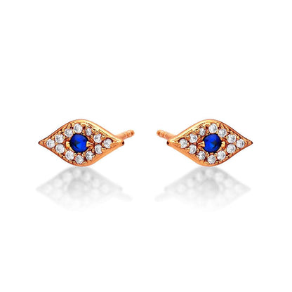 Rose Gold Evil Eye Stud Earrings for Women - namana.london