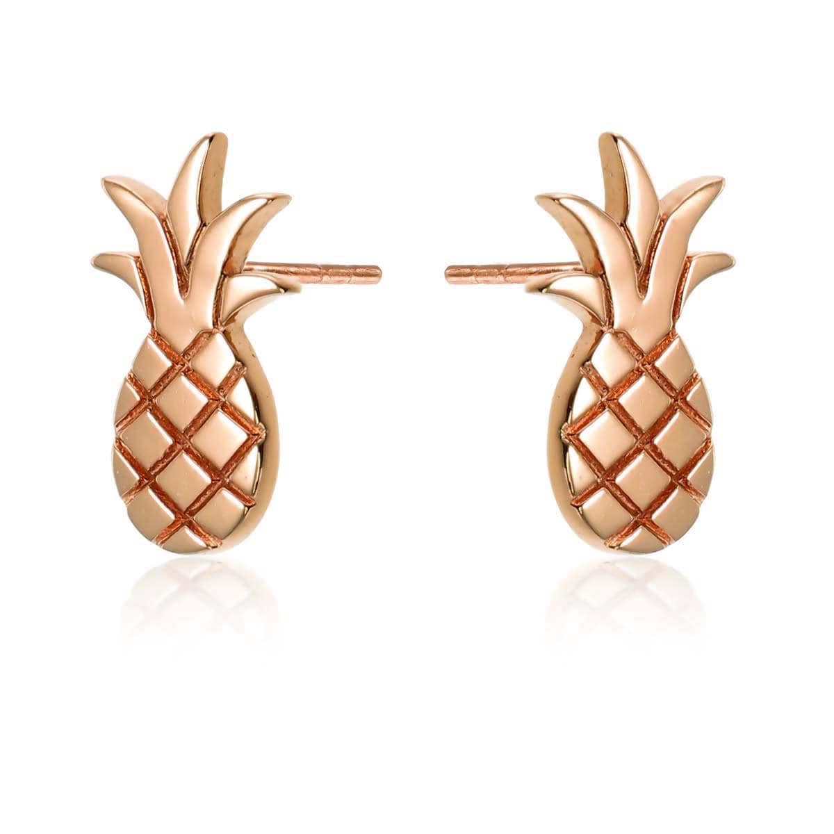Small Rose Gold Pineapple Stud Earrings for Women - namana.london