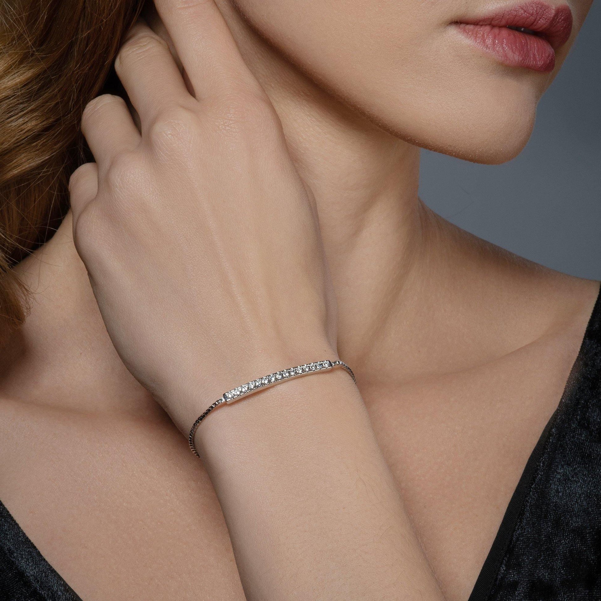 Bar Bracelet with Swarovski Crystals - namana.london
