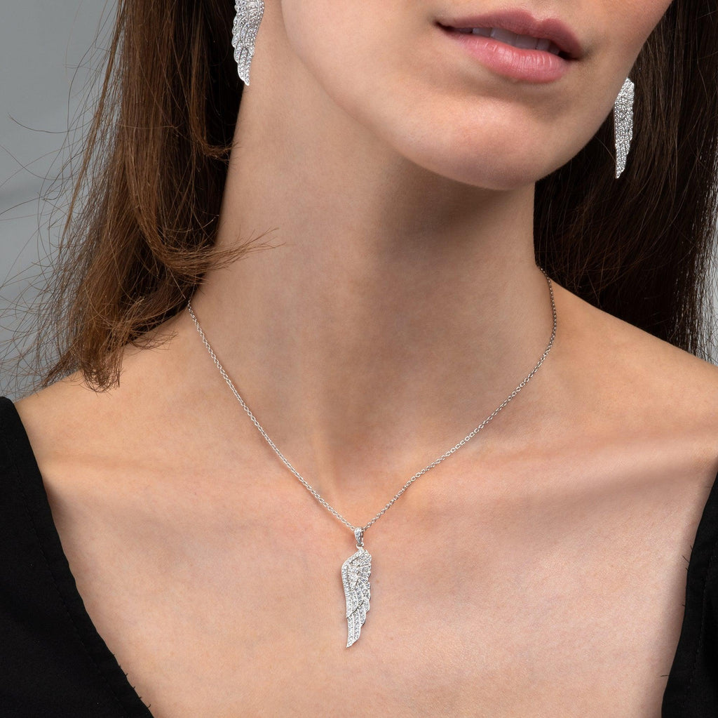 Sterling Silver Angel Wings Necklace for Women. - namana.london