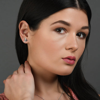 Bumble Bee Stud Earrings with Cubic Zirconia and Black Enamel - namana.london