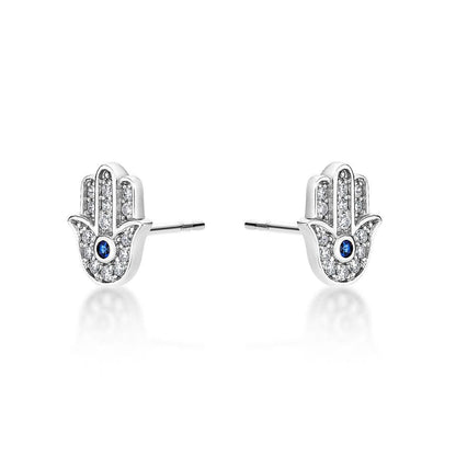 Sterling Silver Hamza Hand Stud Earrings for Women - namana.london