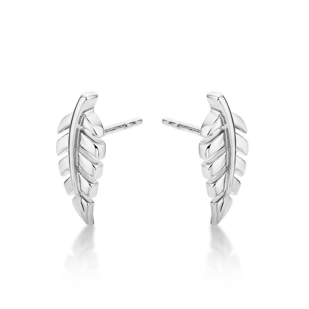 925 Sterling Silver Small Feather Stud Earrings for Women