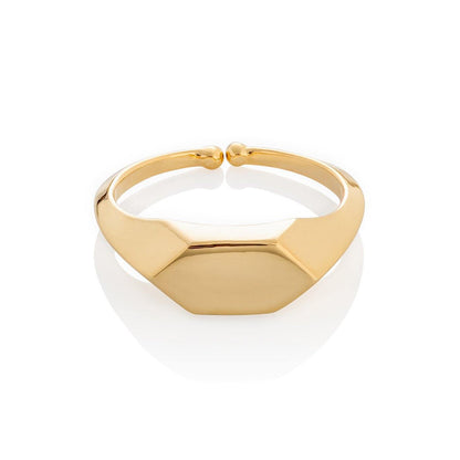 Adjustable Gold Plated Geometric Signet Ring for Women - namana.london