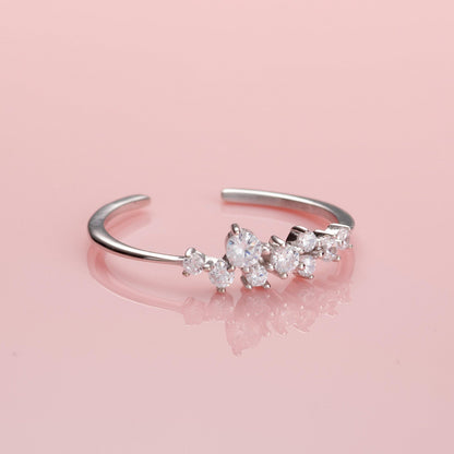 Adjustable Sterling Silver Ring for Women with Cubic Zirconia Stones - namana.london