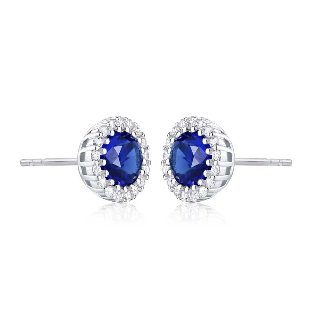 925 Sterling Silver Round Blue Halo Stud Earrings for Women - namana.london