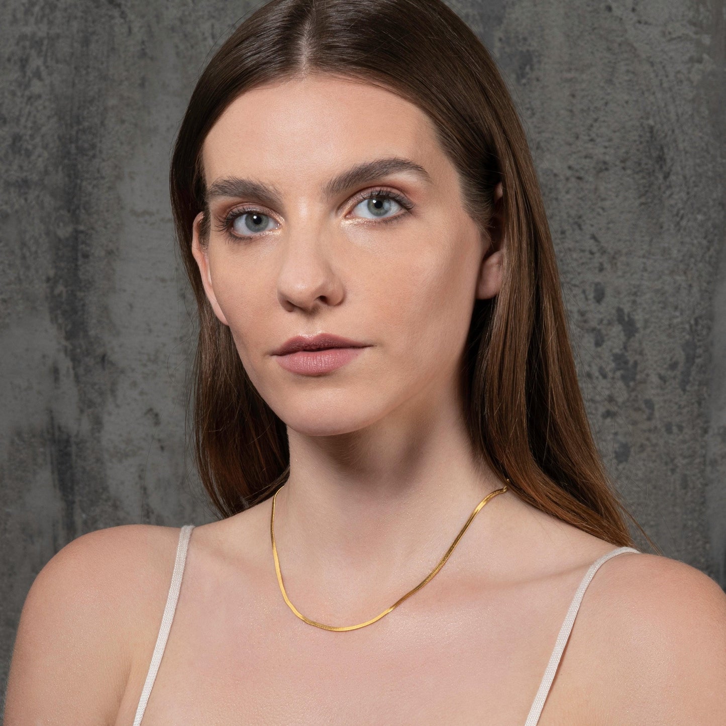 Gold Plated Herringbone Necklace for Women - namana.london
