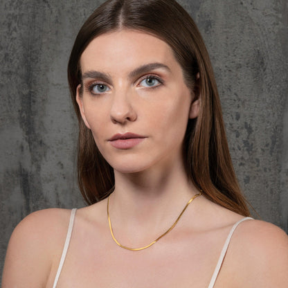 Gold Plated Herringbone Necklace for Women - namana.london